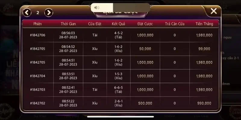 Các cửa tỷ lệ trong tài xỉu